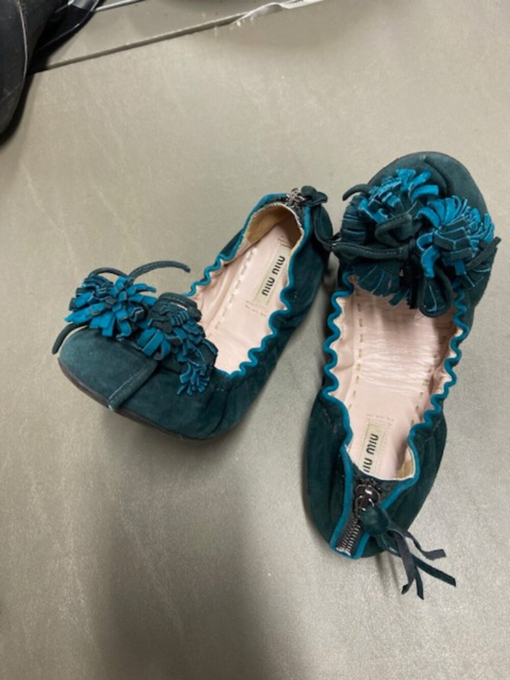 MIU MIU FLAT TEAL/GREEN 7.5